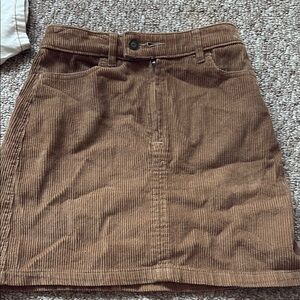 Hollister Brown Tan Ribbed A-Line Mini Skirt